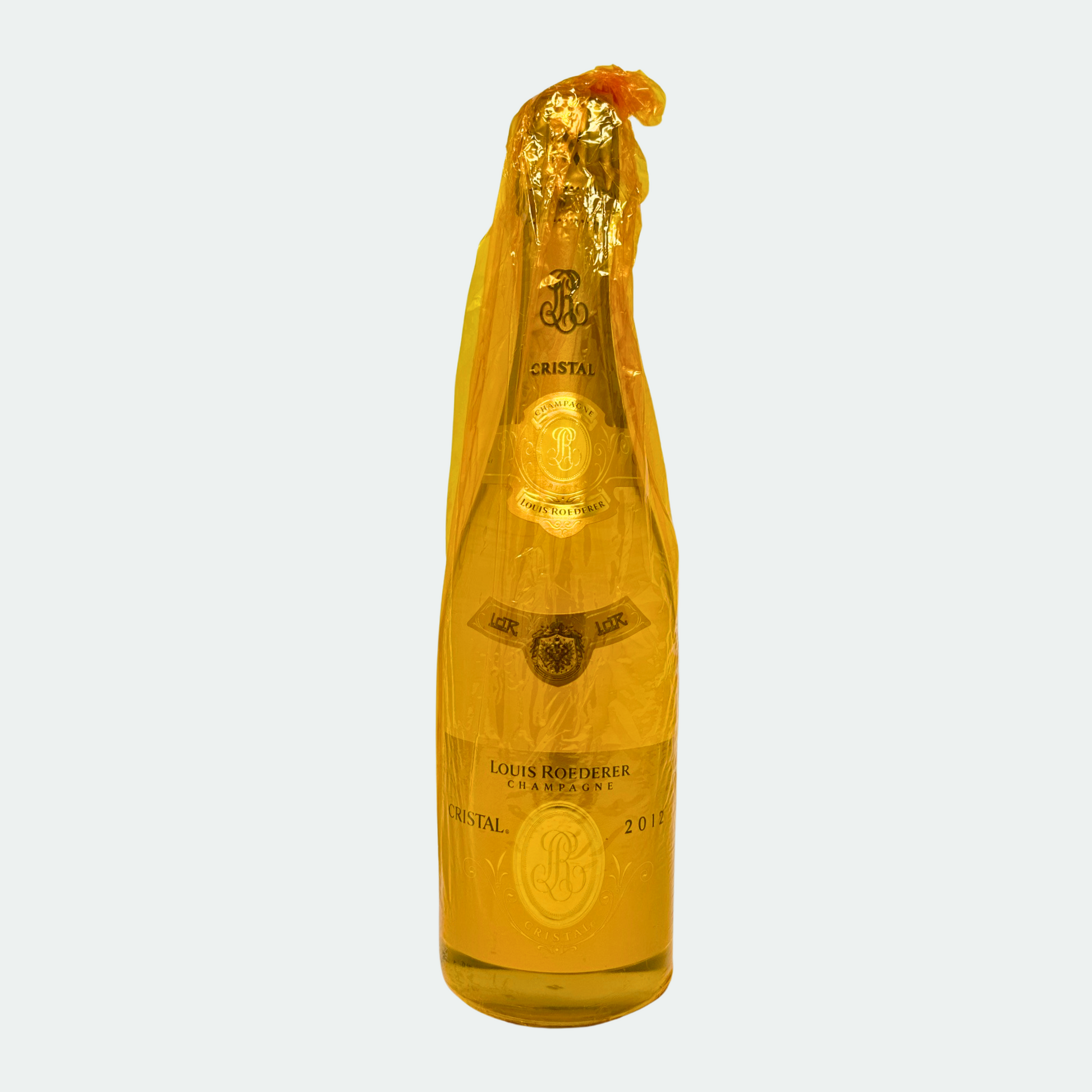 Flasche Louis Roederer Cristal 2012 Champagner in transparenter Flasche